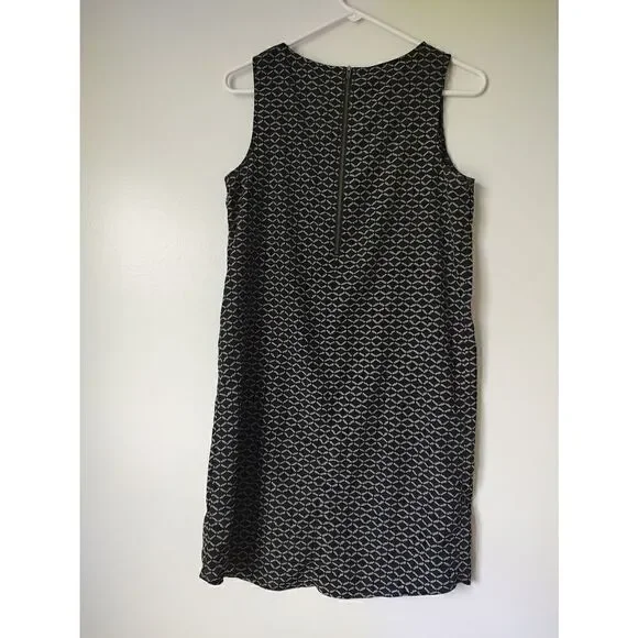 Caslon Womens Size XS Black Gray Straight Shift Round Neck Sleeveless Mini Dress - Picture 6 of 6